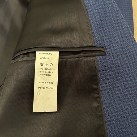 Calvin Klein Blue Houndstooth Sports Coat Blazer Size 44R - Picture 2 of 5